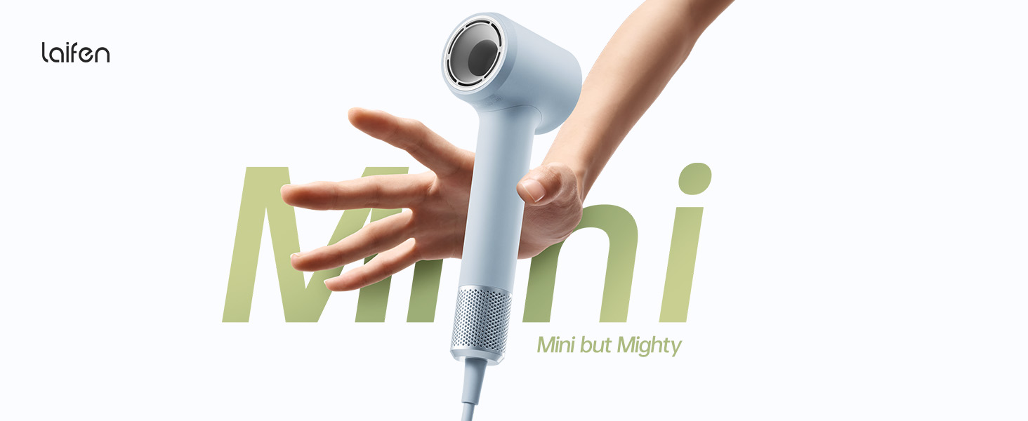 Компактний фен для волосся Laifen Mini (Гляcier Blue) — потужний мотор 110 000 об/хв, 200 млн негативних іонів, режим для дітей, легкий дорожній фен, 299 г