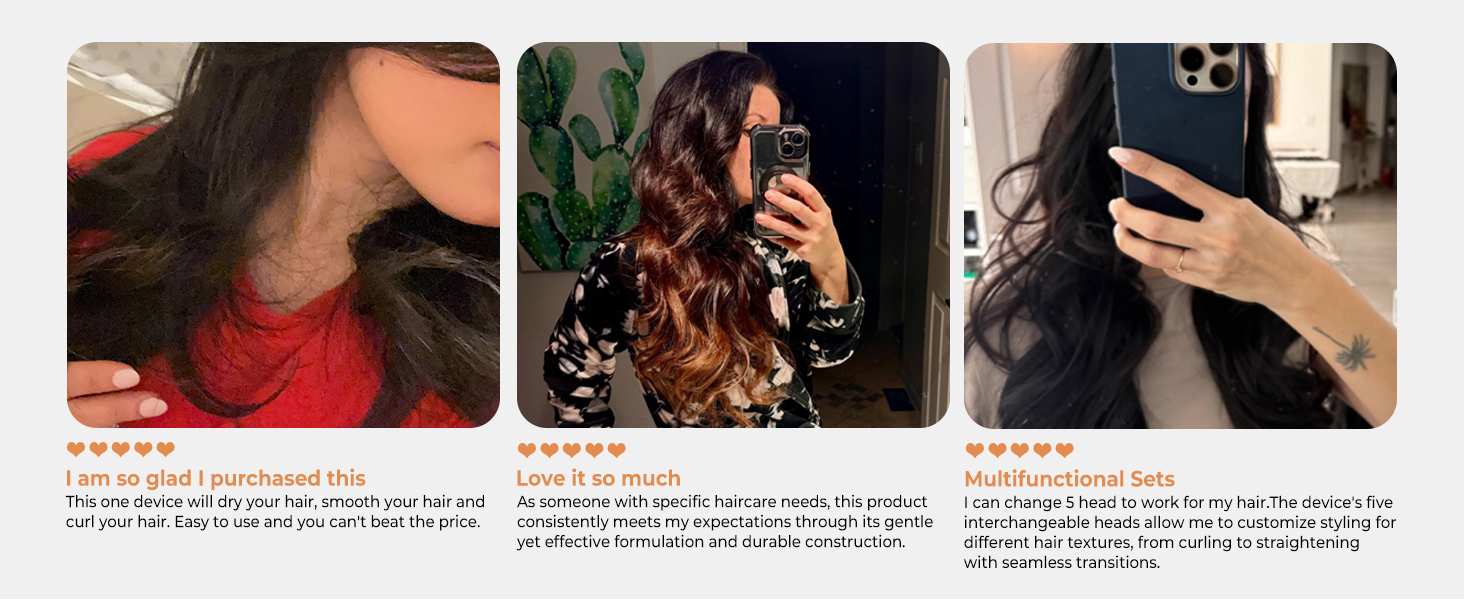 OKWRAP Haarstyler 5-в-1: Airbrush з LCD, Набір для укладки волосся, Фен з насадками, Випрямляч, Локони, Чорний