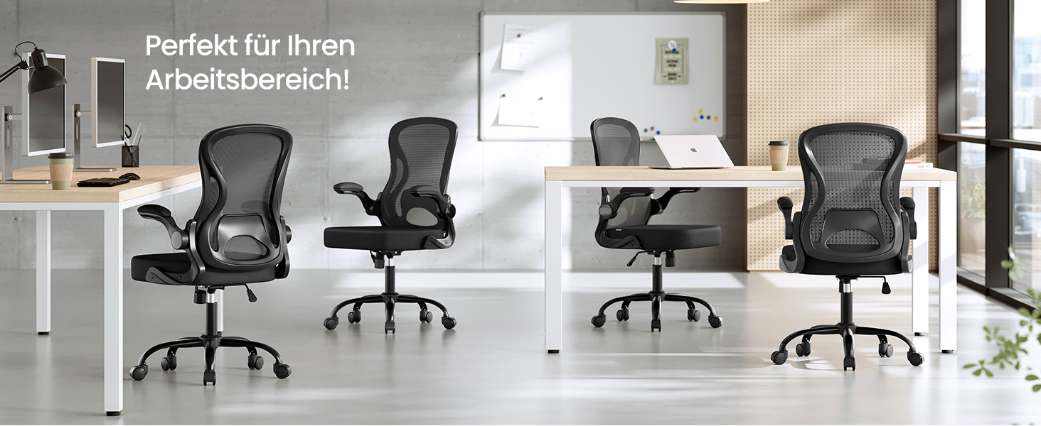 Офісне крісло SONGMICS OBN041B01, ергономічне, сітчасте, з регульованою підніжкою та підголівником, для дому та офісу (Чорний)