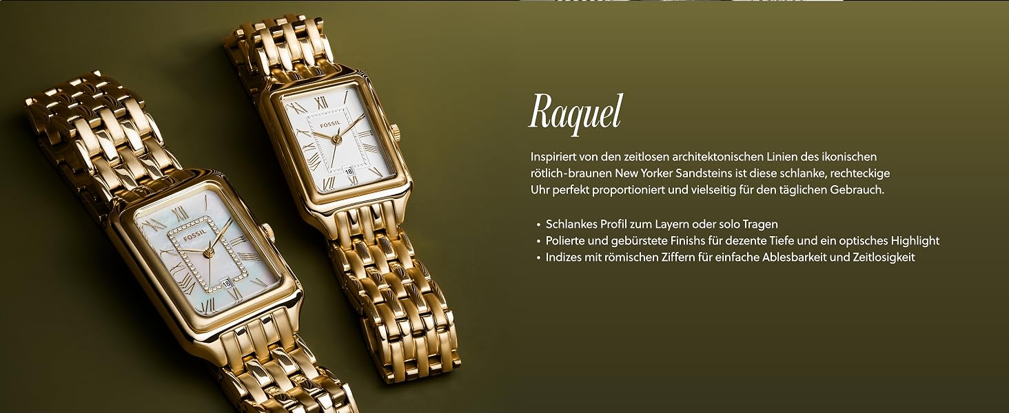 Жіночий кварцовий годинник Fossil Raquel зі сталевим браслетом, 23 мм, золотистий з білим циферблатом