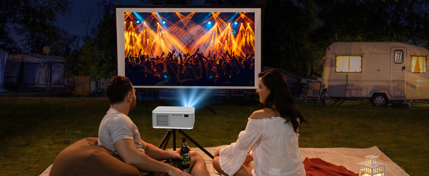 Портативний проєктор Mini Beamer 4K/1080p з Wi-Fi 6 та Bluetooth 5.4. Підтримка Auto Keystone, 200-дюймовий екран, сумісний з ноутбуками, смартфонами та TV (сірий)