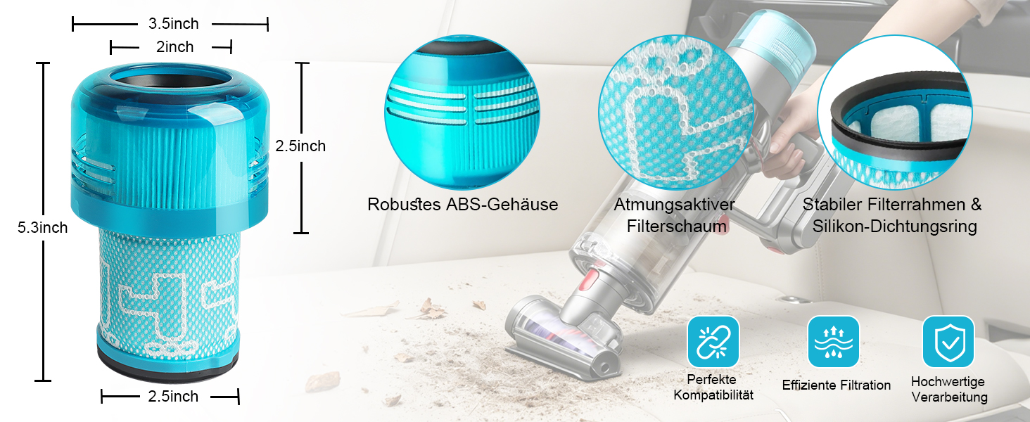 Набір фільтрів для пилососа Dyson V12 Detect Slim QUPERR, 3 шт. (заміна 971517-01)