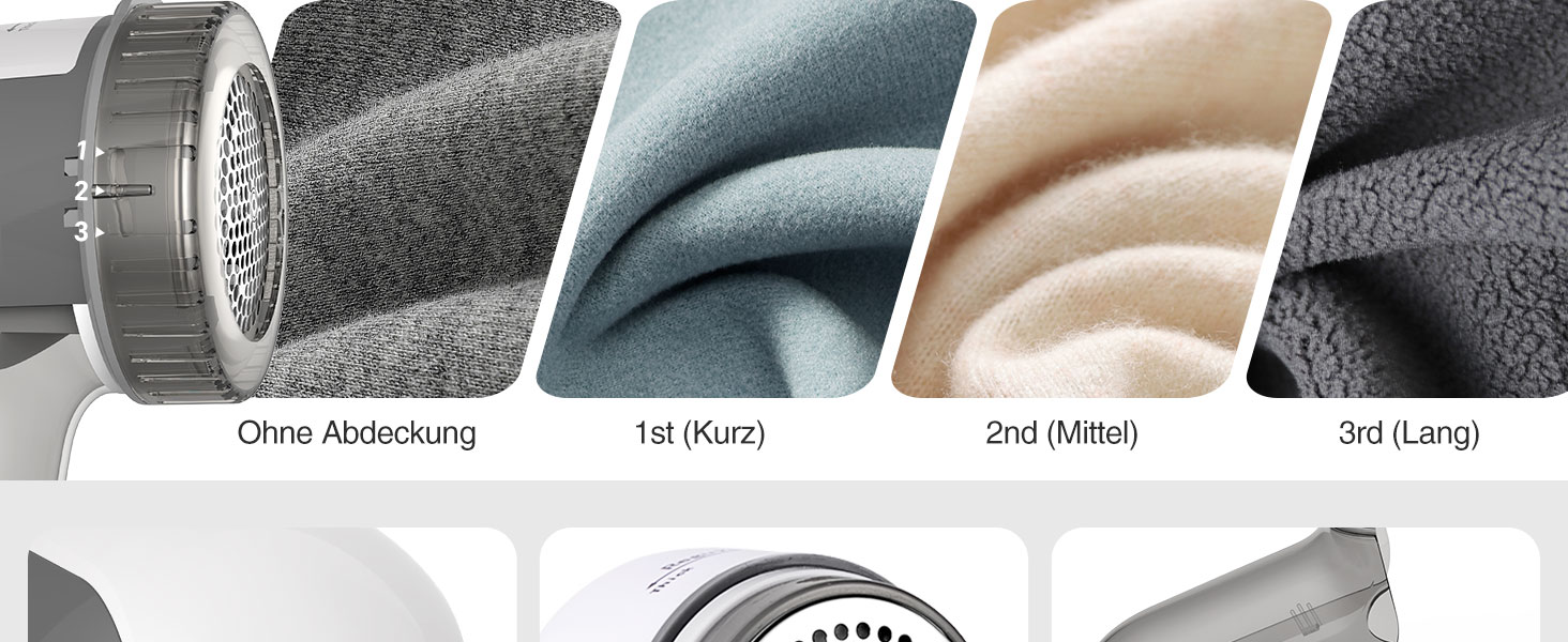 Електричний видальник ворсу Beautural - бездротовий, 3 рівня висоти, 2 швидкості, для різних тканин, сірий