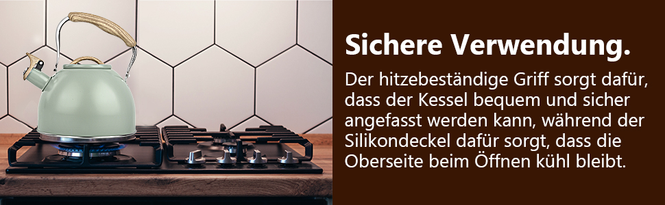 Чайник-заварник Flintronic з нержавіючої сталі, 3л, з дерев'яною ручкою, для всіх плит, чайник-заварник для чаю та кави (зелений)