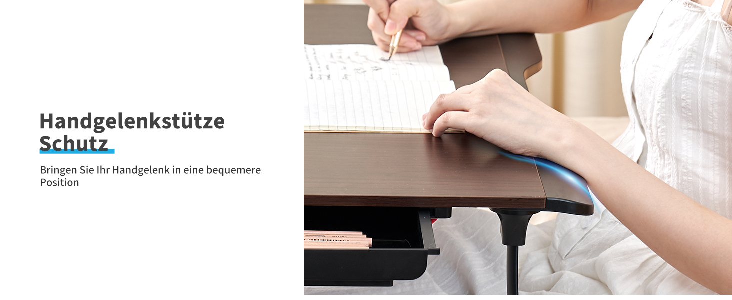 SAIJI Розкладний столик для ноутбука XXL з ящиком та підставкою для книг/телефону (65 x 49 x 30 см, чорний)