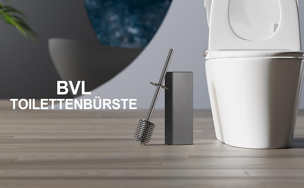 Набір для туалету BVL з щіткою та тримачем, метал, силікон, сірий