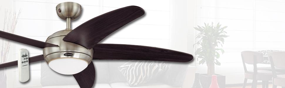 Стелянка-вентилятор Westinghouse Bendan 132 см з однією лампою та п'ятьма лопатями, сірий хром, опалове скло, енергоклас G