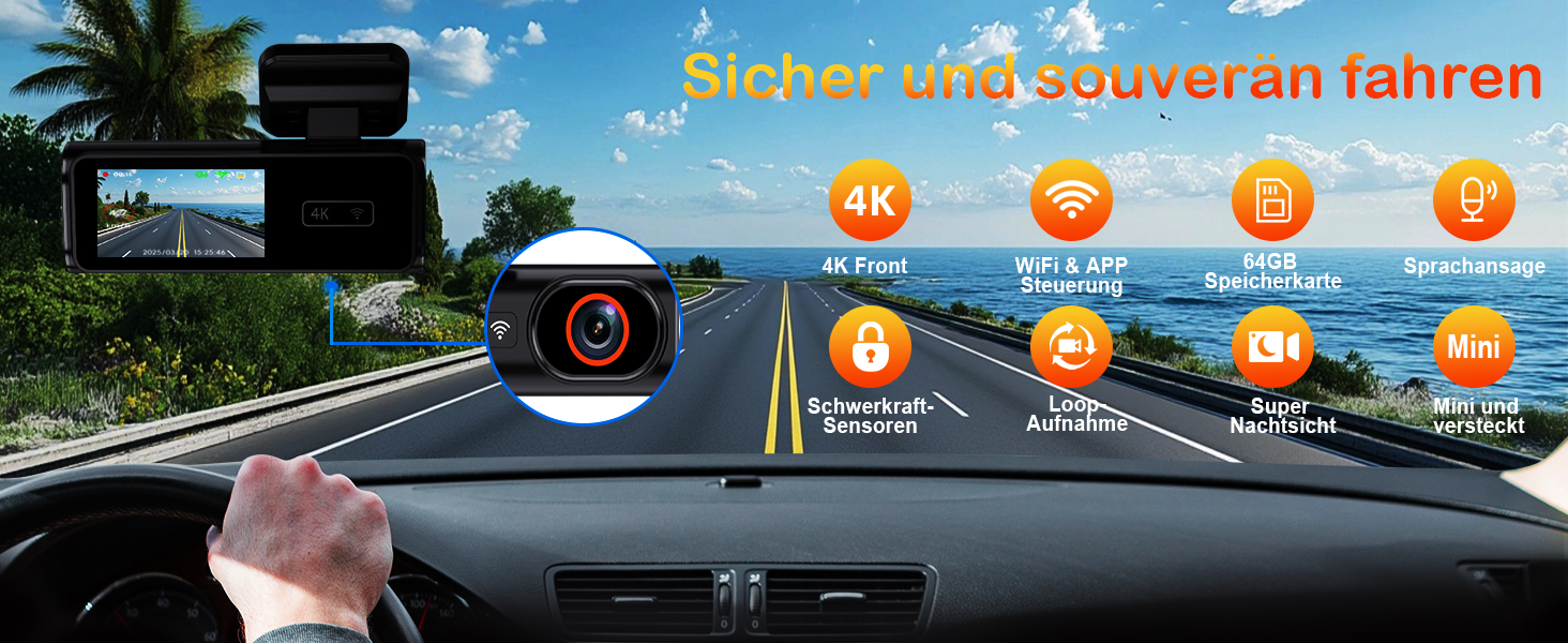 Відеореєстратор Auto Dashcam 4K з GPS, WiFi, G-сенсором та циклічною записом. В комплекті SD карта 64GB.