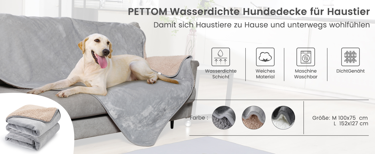 PETTOM Деки для собак та котів, флісова підстилка, водовідштовхувальна, 152 x 127 см (Світло-сірий + Бежевий)