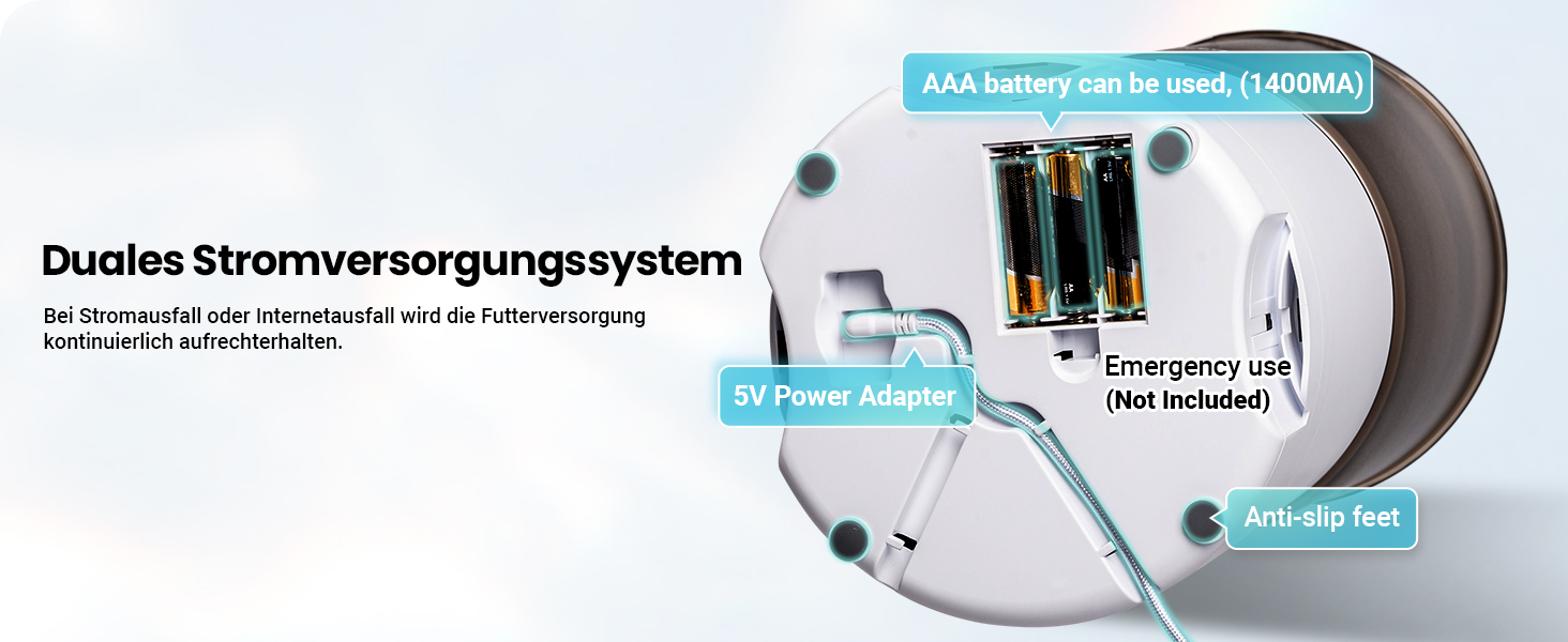 Автоматичне годування для котів з APP та таймером, 6 л / 25 порцій, 3 миски, 3 пакети силікагелю, система запобігання застрягання, WiFi 2.4G, запис голосу 10 сек, годівниця для котів та собак (білий)