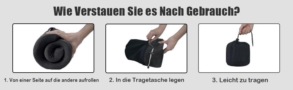 Подушка для шиї у вигляді U, Memory Foam, для подорожей, доросла, ергономічна, з чохлом, для автомобіля, офісу, поїздів (чорна)