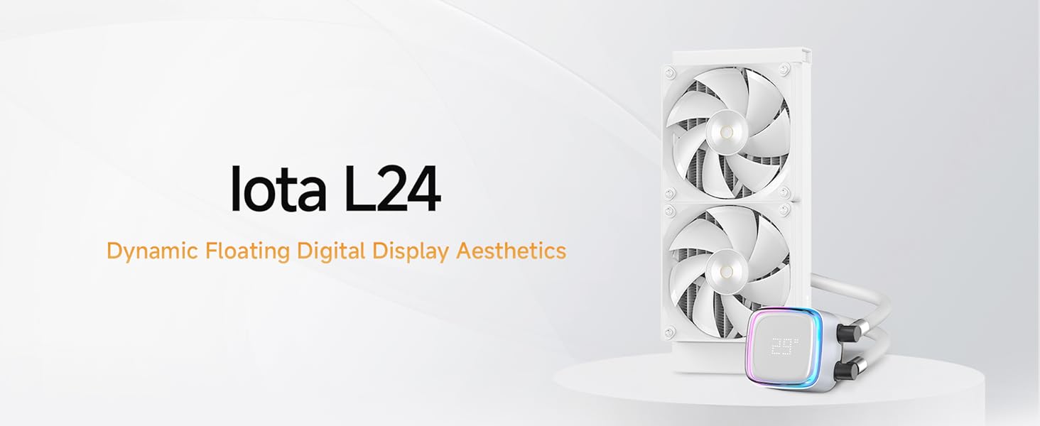 AIO рідинне охолодження ПК з цифровим дисплеєм, 360 мм, для AMD AM4/AM5 та Intel LGA 115X/1200/1700/1851 (Iota L24 WH)