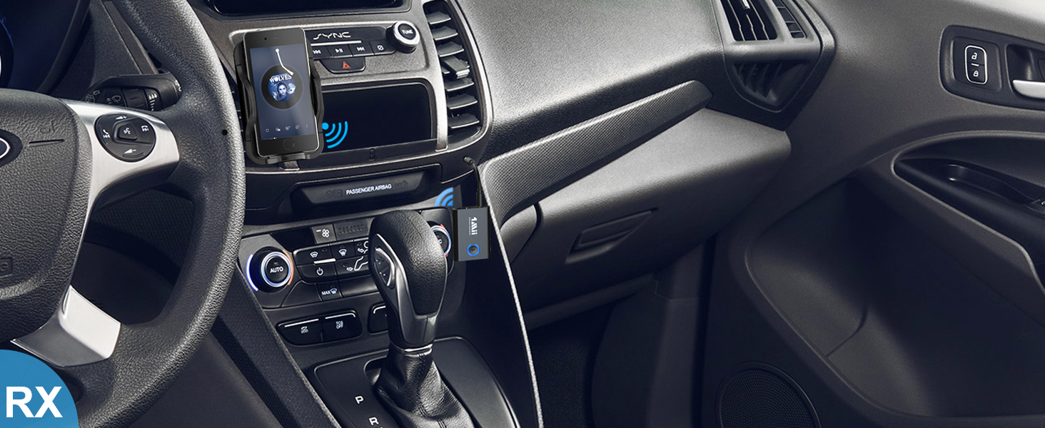 1Mii Bluetooth 5.3 адаптер для телевізора та навушників, 2-в-1 передавач/приймач, aptX-Adaptive & HD аудіо, 3.5 мм роз'єм, для стереосистеми, літака, MP3, чорний