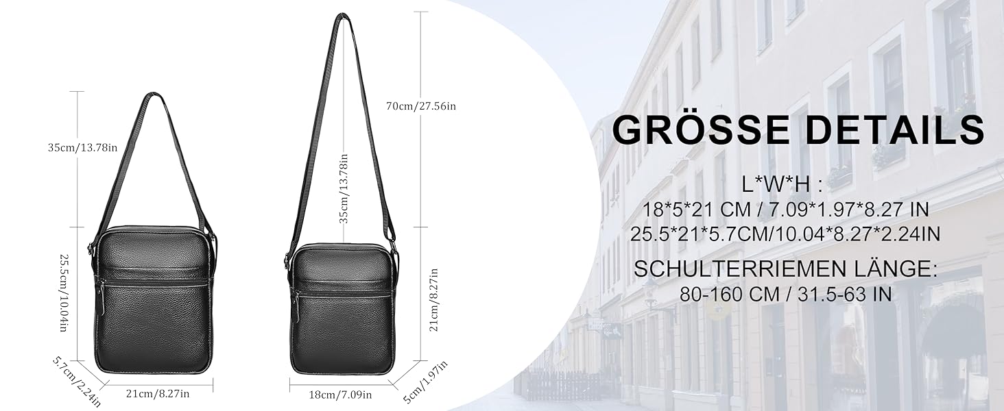 Чоловіча сумка через плече Leathario з натуральної шкіри, велика місткість, чорна