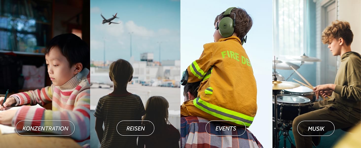 Schallwerk® Kapselgehörschutz Kiddies: Дитячі навушники-захисники від шуму | Навушники для дітей, преміум-якість, захист від шуму, ідеальні для повсякденного використання та заходів (Оливковий зелений)