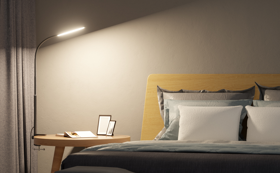 LED лампа для столу з кріпленням, регульоване затемнення, архітектурна лампа, лампа для офісу з регульованим кріпленням, пульт дистанційного керування, 4 колірні температури, чорний