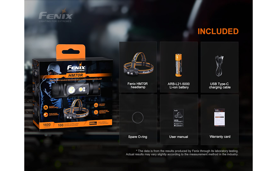 FENIX Hm70r Rechargeable 21700 Powered Headlamp with Neutral White and Red LEDs