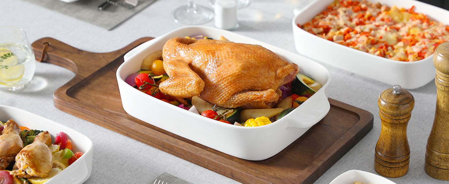 MALACASA Набір форм для запікання Bake.Bake, 3 шт. (порцеляна) - набір для випічки, каструль, тарілки, супові тарілки, білий