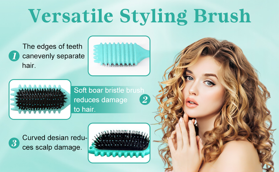 Щітка для локонів Lockenbürste – антистатична стилінг-щітка з вентиляційним дизайном для мокрого та сухого волосся, ідеальна для кучерявого волосся та додання об'єму (зелена)