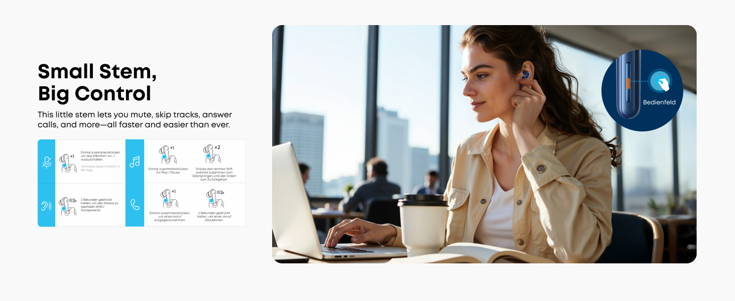 Soundcore Liberty 5: Бездротові навушники Anker з активним шумозаглушенням, Dolby Audio, швидкою зарядкою та 6 мікрофонами (Ozean-Blau)