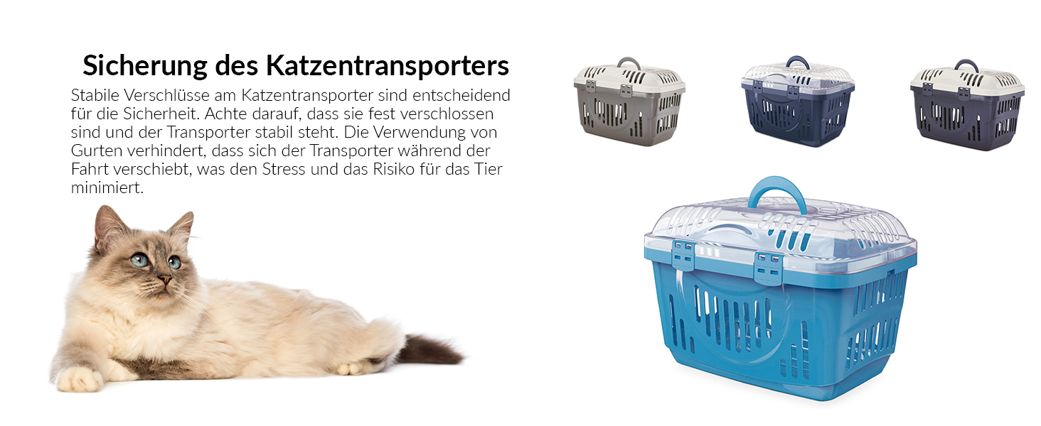 Транспортний бокс для котів Open Top, блакитний, 49 x 34 x 32 см