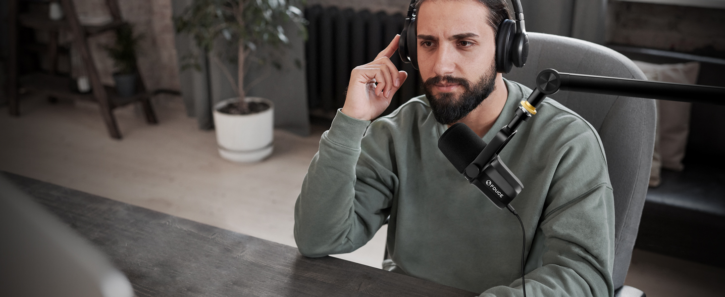 Мікрофон FDUCE SL40: Динамічний для подкастів, стрімінгу та запису. USB/XLR, XLR вихід, LED кнопка Mute, кардіоїдна мембрана, чорний