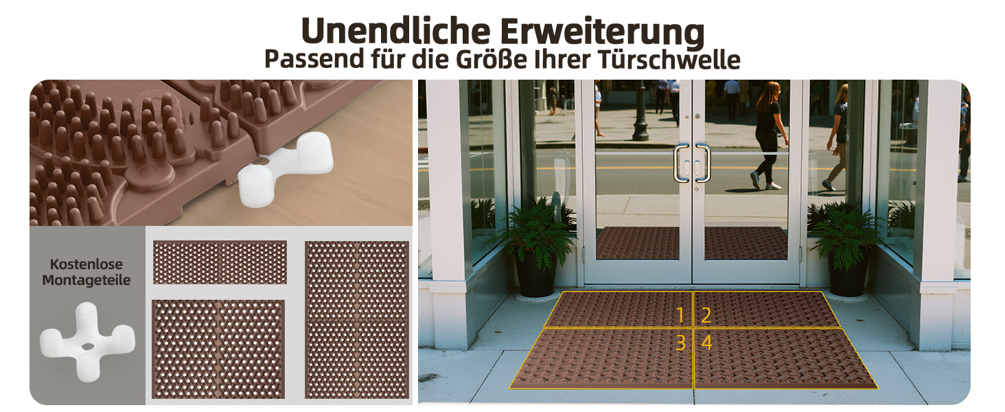 Килимок для порогу COLOR&GEOMETRY Null Geruch TPE Heavy Duty, 43x75 см (60x90 см), коричневий. Екологічний, не потребує догляду, антиковзаючий, для дому та вулиці