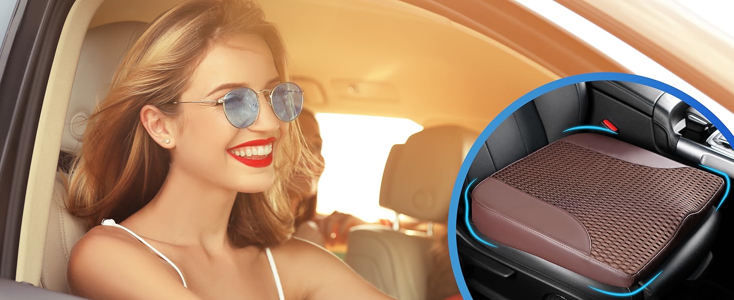 Подушка для автосидіння з Memory Foam для полегшення болю в куприку та попереку. Підходить для авто, вантажівки, офісу, інвалідного візка. Шкіра та сітка 4D (Колір: Коричневий)