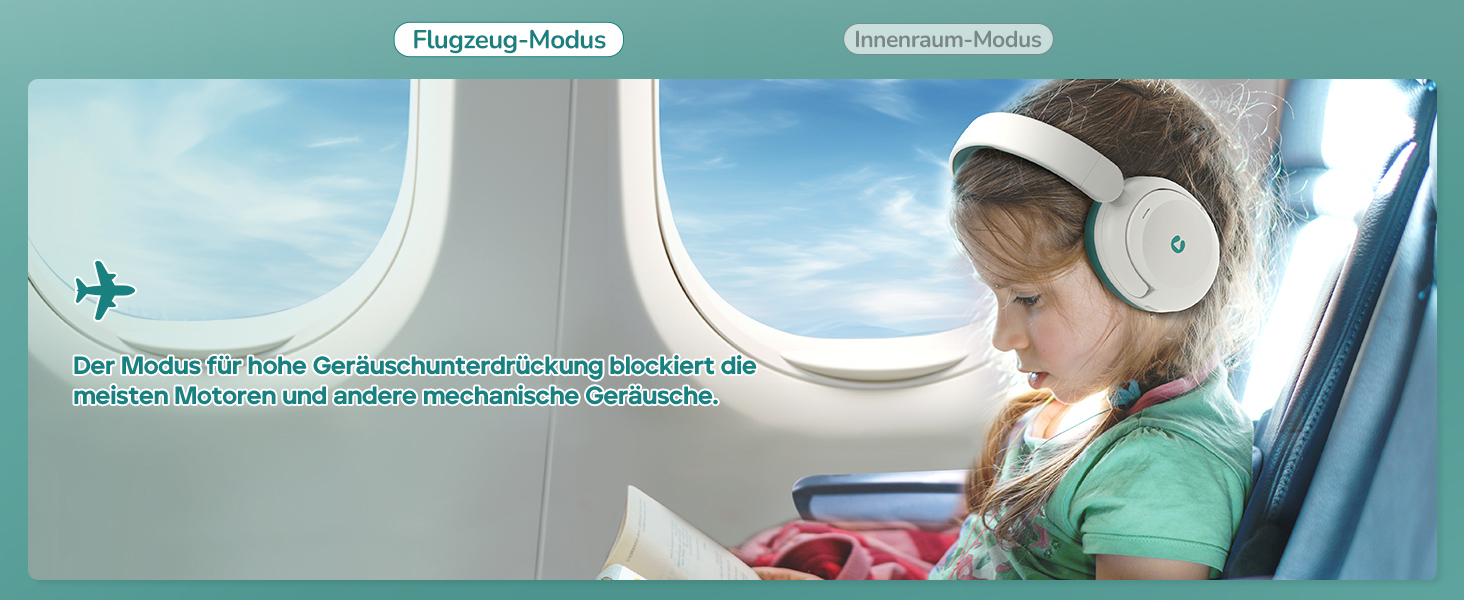 iClever Бездротові навушники з шумозаглушенням для дітей Bluetooth, 60 годин роботи, 80 дBA безпечний рівень гучності, зручна посадка, Bluetooth 5.4, AUX кабель для подорожей, білий/зелений