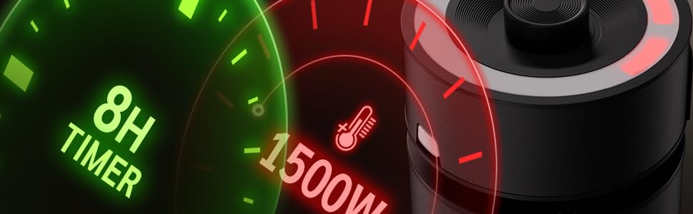 Інфрачервовий обігрівач 1500W для тераси та вулиці: 8 режимів, осциляція 75°, IP65, з пультом та таймером, чорний