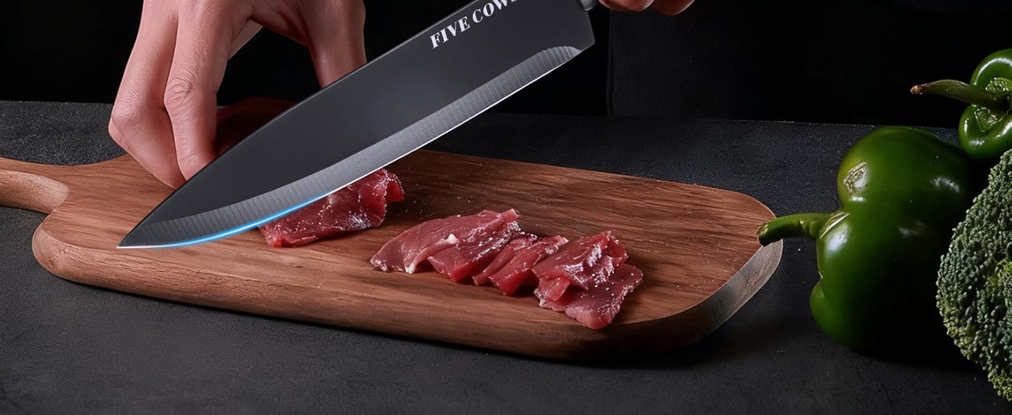 Набір кухонних ножів Messerblock з 16 предметів, з дощечкою, захистом пальців, точилкою та кухонними ножицями, професійний набір для дому (зелений, чорний)