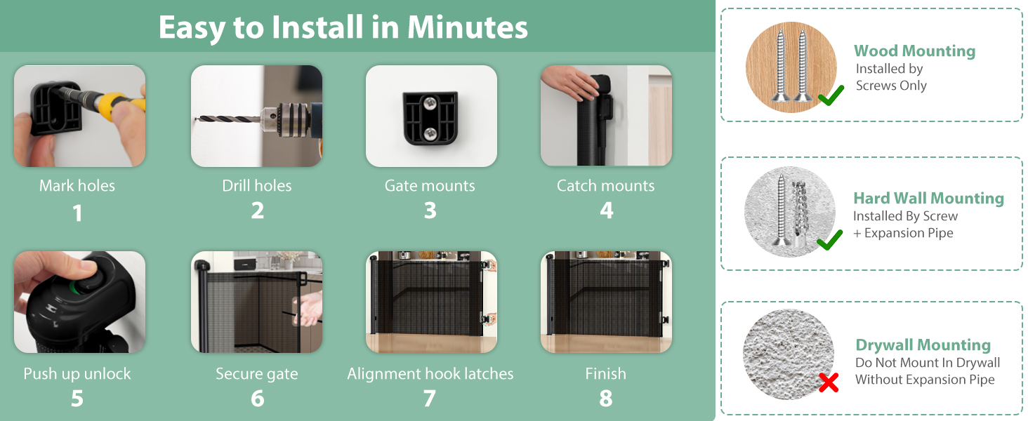 Захист для дитячих воріт Nalezuns, висувний, 0-180 см, сірий, для дітей