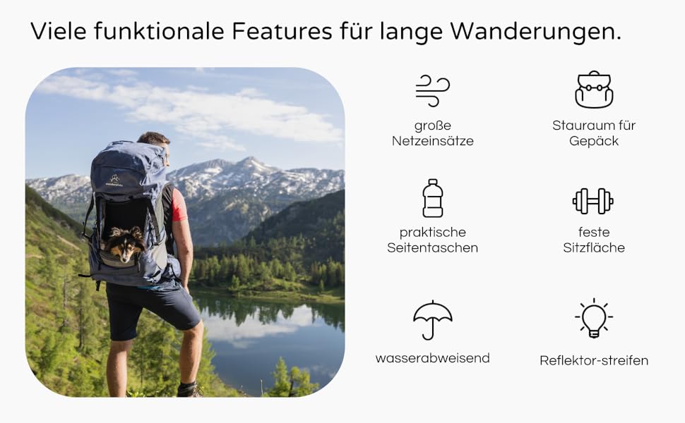 Трекінговий рюкзак Hunderrucksack до 12 кг, розмір M, блакитний колір - преміум рюкзак для піших прогулянок з регульованою спинкою та багажним відділенням