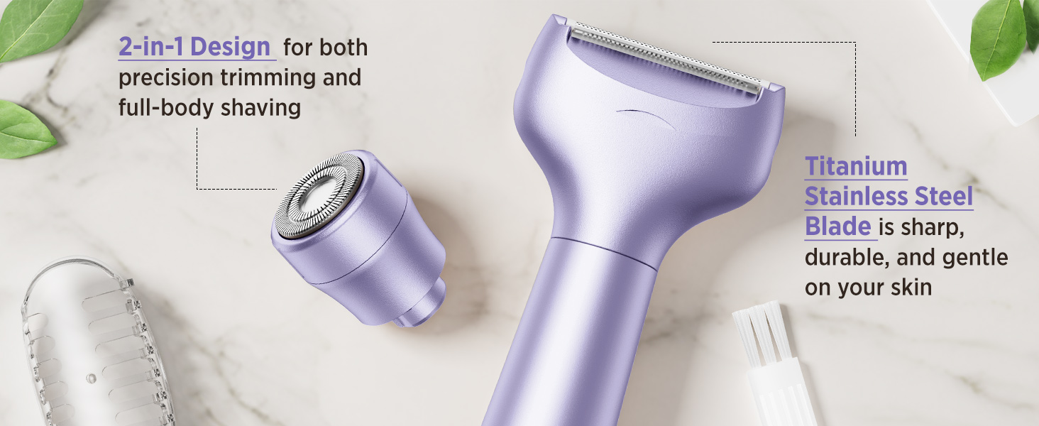 Електричний епілятор для жінок: безболісний пристрій для догляду за тілом, обличчям, зоною бікіні, ногами та під пахвами. Портативний, акумуляторний (рожеве золото, фіолетовий)