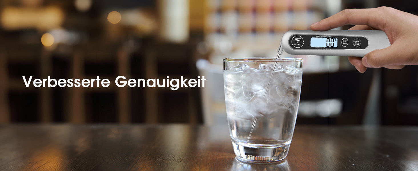 Цифровий кухонний термометр DOQAUS для м'яса, приготування їжі, випікання та гриля, швидка реакція 3s, LCD дисплей, автоматичне вмикання/вимикання (сріблястий/чорний)