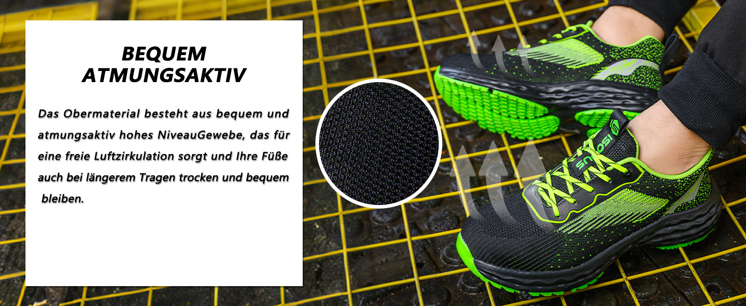 Черевики безпеки ISOOUS для чоловіків та жінок. Легкі, дихаючі, з металевим капаком, антиковзаючі, зручні. Розмір 43 EU, блакитні.