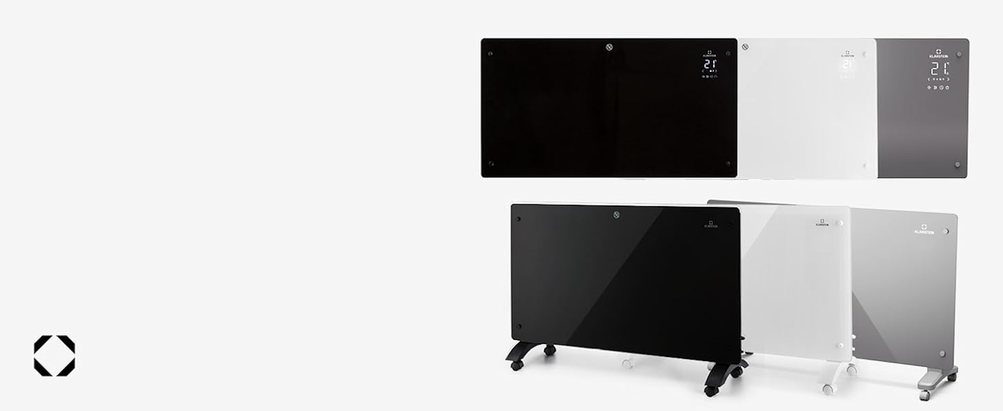Електричний конвектор Klarstein Bansin Smart 2500W з керуванням через додаток, X-подірним нагрівальним елементом та захистом від перегріву, IP24, для кімнат та зимових садів