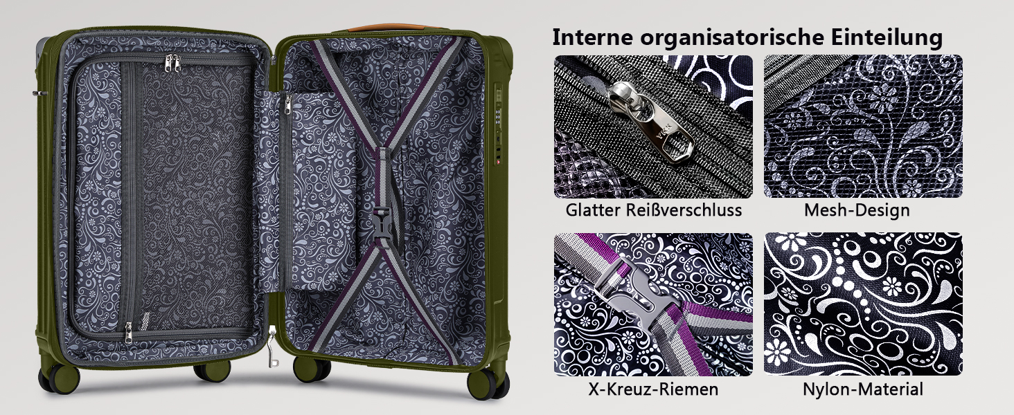 Набір валіз Joyway 5шт з ABS, розширюваний, з TSA замком, 4 колеса, набір для подорожей, зелений