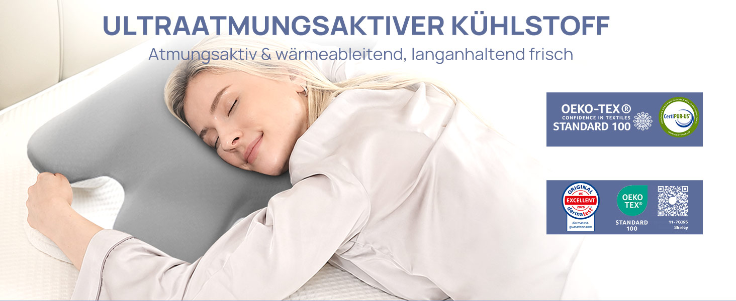 Подушка ортопедична MULISOFT Memory Foam для сну на боку, спині та животі, сіра (P-105)