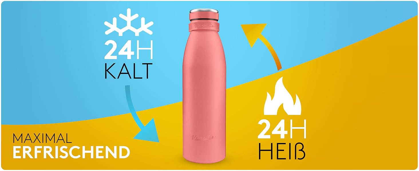 Термофляга Vezato 1л з нержавіючої сталі, сіра - ізольована, BPA-free, герметична, для газованих напоїв, екологічна, можна мити в посудомийній машині