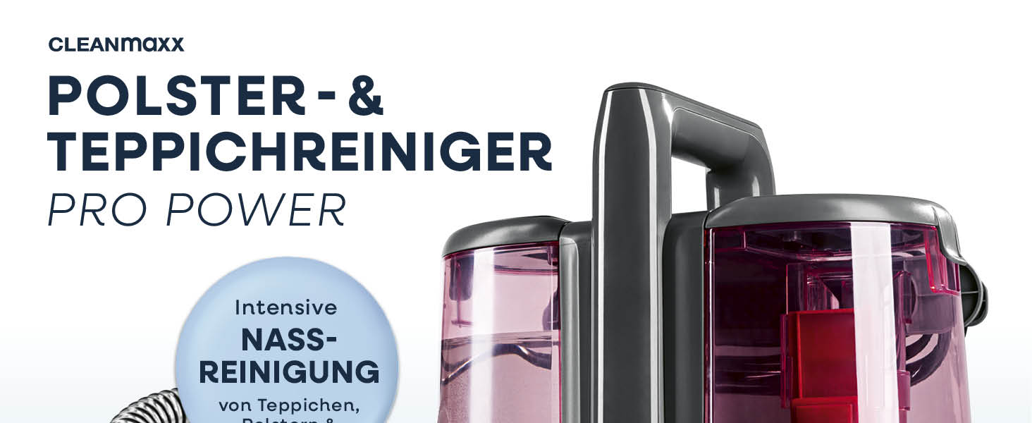 CLEANmaxx Професійний мийкий пилосос для килимів та м'яких меблів Pro Power 600W | 3 в 1: миття, чистка килимів та м'яких меблів, видалення локальних забруднень | Для килимів, авто, диванів, м'яких меблів