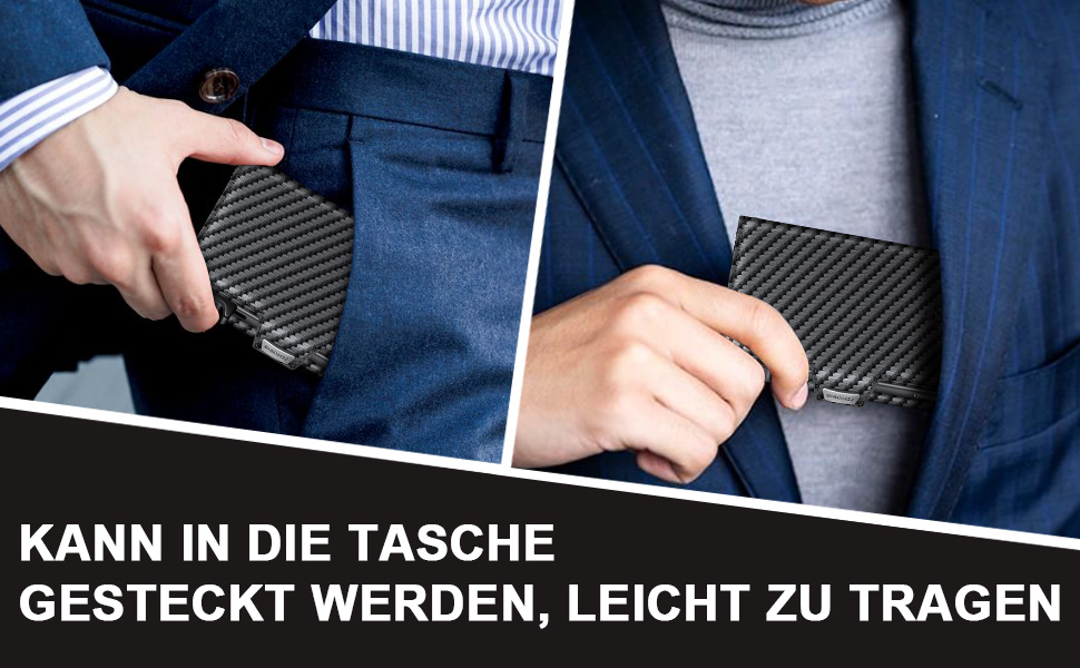 Чоловічий гаманець з відділенням для монет та RFID захистом, Slim Wallet Pop-up, гаманець для 9-11 карт, ID-вікно, відділення для грошей, Smart Wallet для чоловіків (карбон)