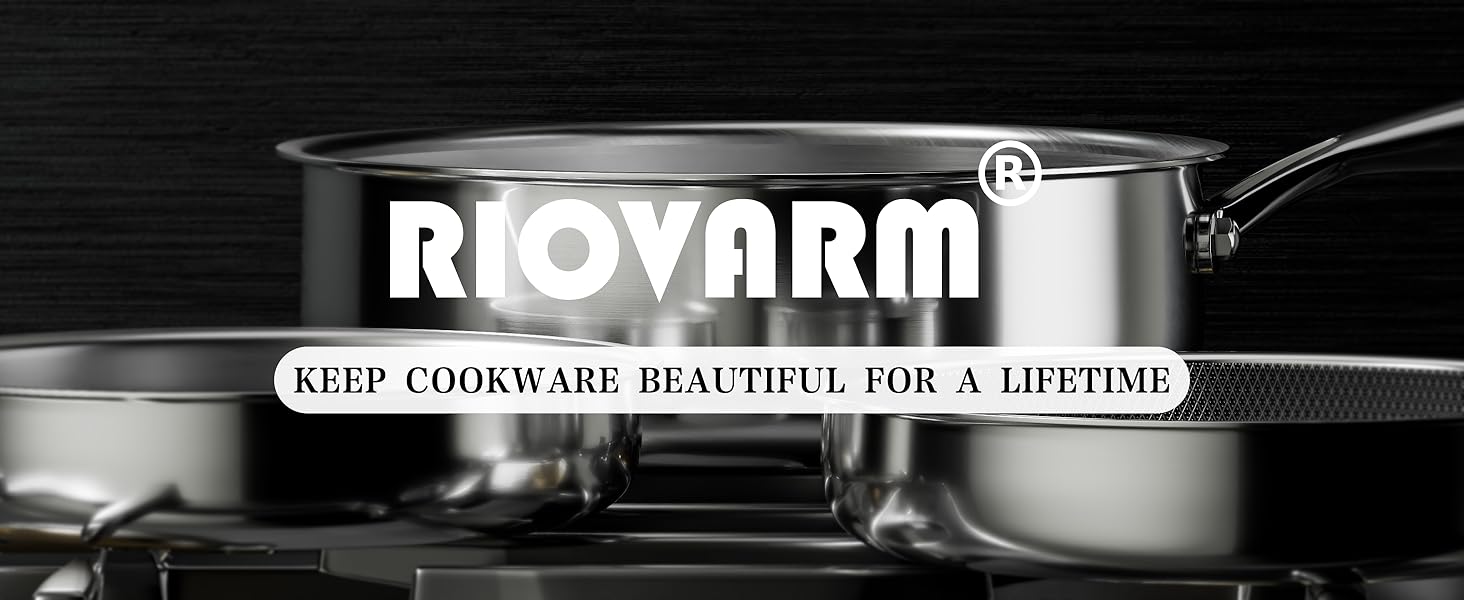 Набір посуду RIOVARM з індукційним дном (14 предметів): каструлі, сковороди, кришки, лопатка. Покриття з граніту, антипригарне, PFOA Free