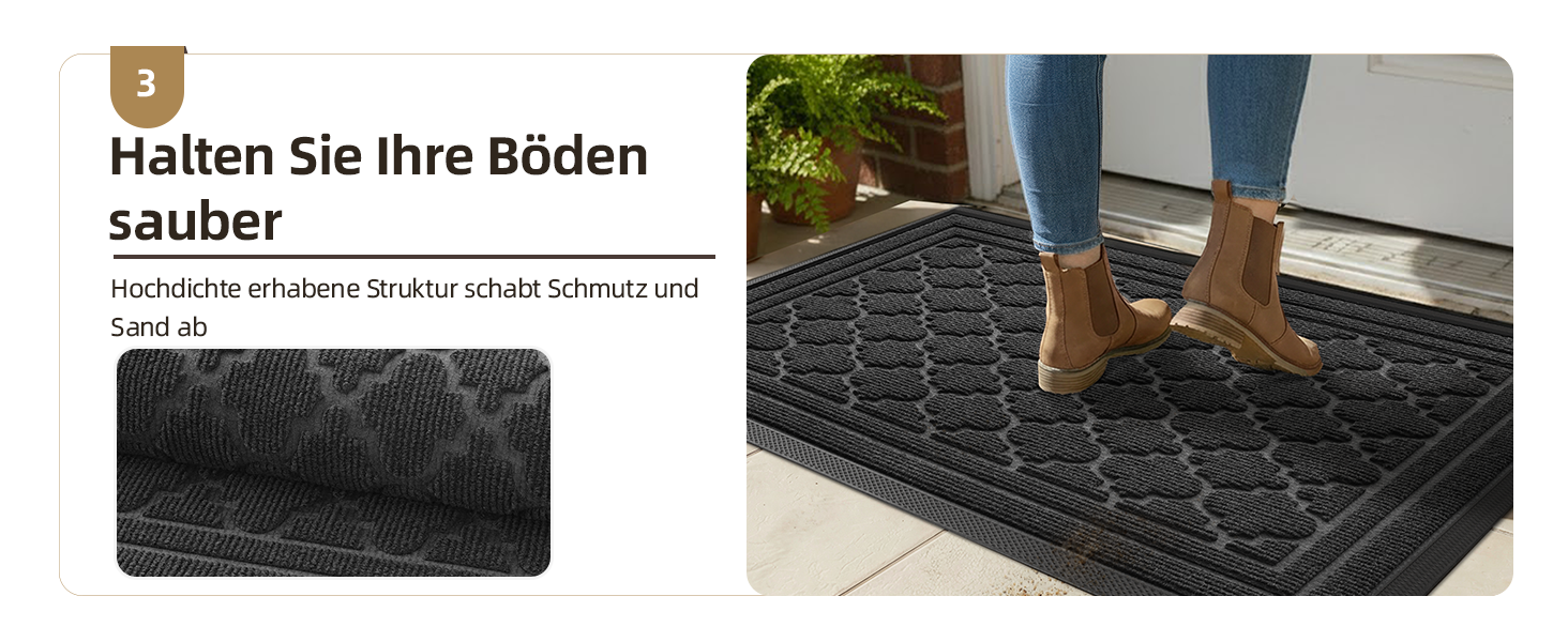 Килимок придверний Color G для вулиці 44x75 см, стійкий до зносу та вологи, протиковзний брудозахисний килим для входу, балкона та дверей (Сірий)