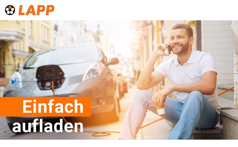 Кабель зарядки LAPP Mobility Typ 2 22 кВт, 7м - для електромобілів, 32А, 3-фазний, IP55, оранжевий