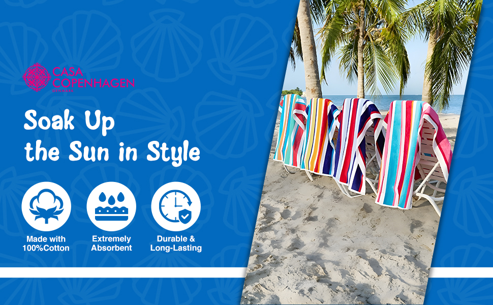 Рушники Casa Copenhagen Bora Bora – набір 4 шт. (76x152 см) з бавовни, Данія. Швидковисихаючі, для басейну, душу та ванни. Рожевий, червоний, жовтий, блакитний
