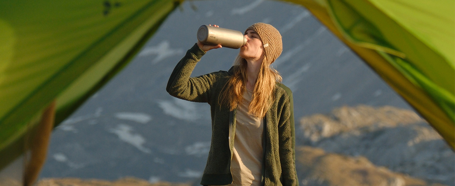 Titan Water Bottle, Large Capacity, Wide-Mouth Sports Bottle, Ultra-Lightweight Camping and Hiking Drinking Bottle, 1200 ml