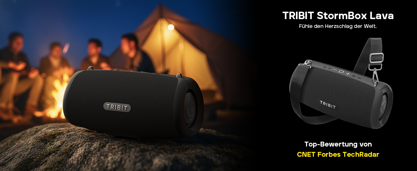 Tribit StormBox Lava: Портативна Bluetooth колонка 80 Вт, чорна. Водонепроникна (IP67), 24 год, Bluetooth 5.4, EQ, Bass Boost, TWS для вечірок, пляжу, кемпінгу