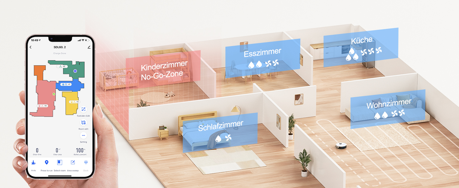 Робот-пилосос Lubluelu SL60D з функцією миття, 4500Pa, лазерна навігація, керування через додаток, для тварин, килимів, твердих підлог, білий