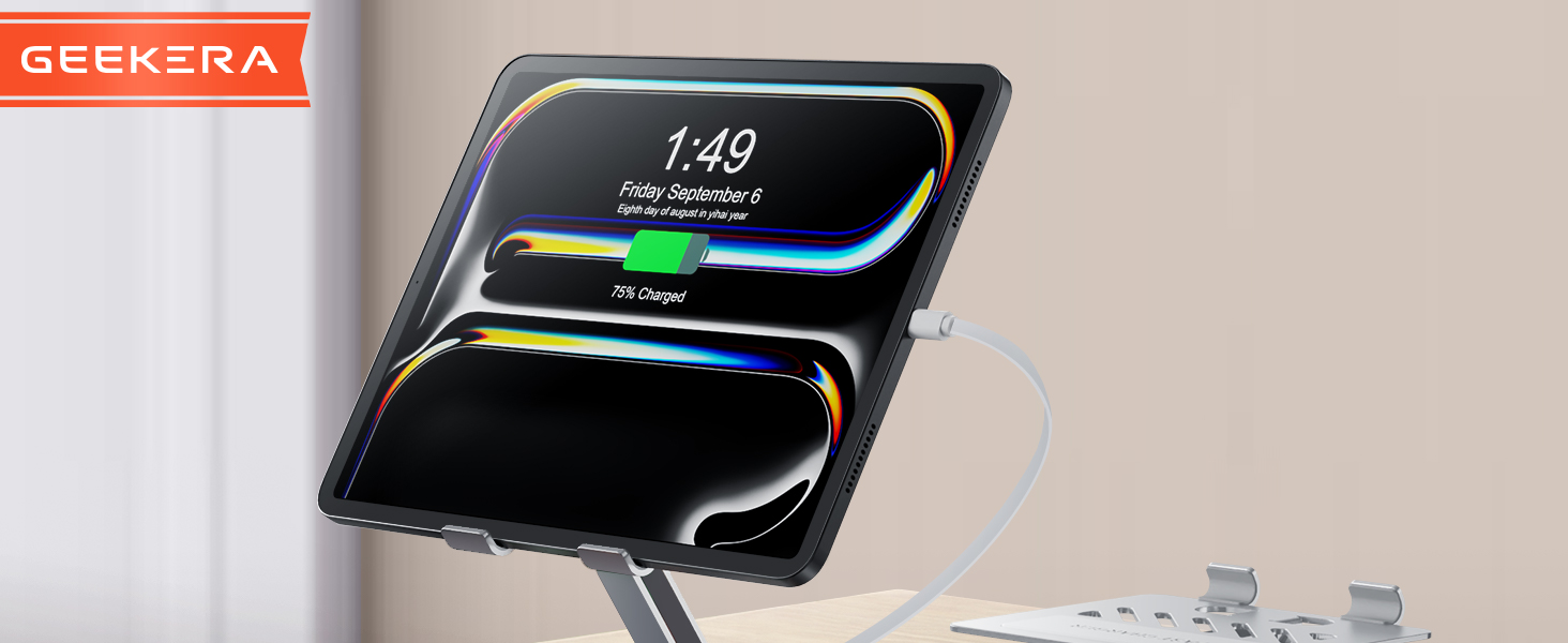Зарядна станція Geekera 4-в-1 для Apple: кабель для iPad, магнітна бездротова зарядка iPhone Air/12-17, Apple Watch, AirPods (Металевий білий)
